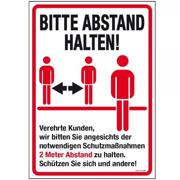 Kunststoffschild - Bitte Abstand halten !..- Gr. 50 x 70cm, 1 Stück