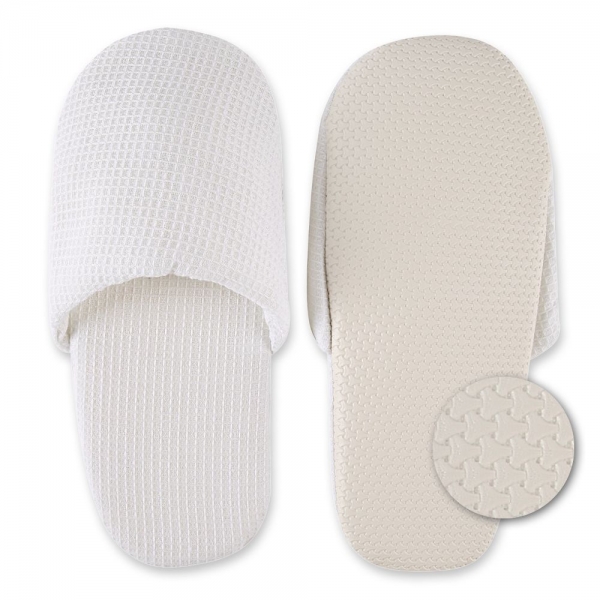 Slipper Waffle geschlossen – Baumwolle, weiß, gepolstert, Einheitsgröße 28cm, 100x1 Paar