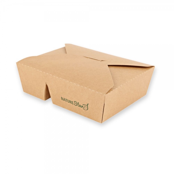Bio Foodboxen Menu, 2-geteilt | Kraftpapier/PE | FSC®-Mix, To-go-Box, 16,8 x 13,5 x 5 cm, 4x50 Stück