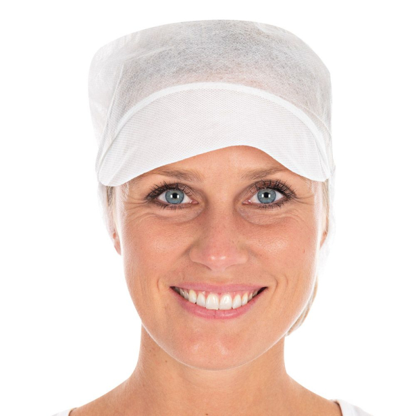 Schirmmützen mit Haarnetz Eco aus PP Weiß Ø 31 cm, 10x100 Stück