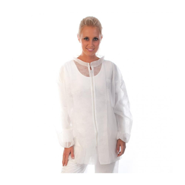 Hygonorm Jacke aus PP-Vlies, Einwegjacke mit Reißverschluss, Stehkragen, 50x1 Stück