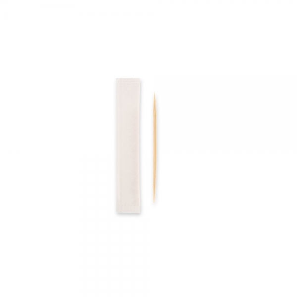 Bio Zahnstocher Bambus einzeln verpackt in Papier | hygienisch, nachhaltig, 2 Spitzen, 20x1000 Stück