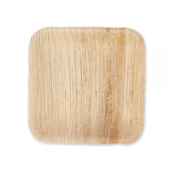 Teller tief quadratisch aus Palmblatt – Bio-Einwegteller 500ml, kompostierbar, 4,25 Stück