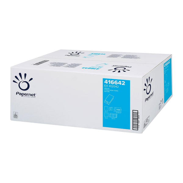 Papernet Falthandtücher, 2-lagig, V-Falz, Recyclingpapier - VE 3.990 Stck.