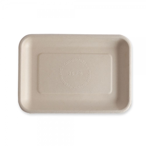 Bio Foodtrays rechteckig aus Zuckerrohr – nachhaltige kompostierbare Einwegschalen, 4x125 Stück