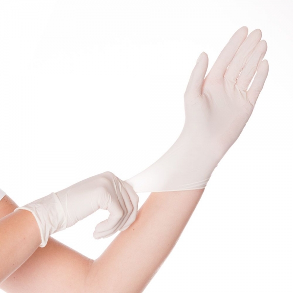 Latex-Handschuhe gepudert weiß SKIN von HYGOSTAR