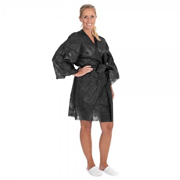 Einmal-Kimono schwarz 100 x 140 cm aus PP-Vlies von HYGOSTAR - VE 100 Stück