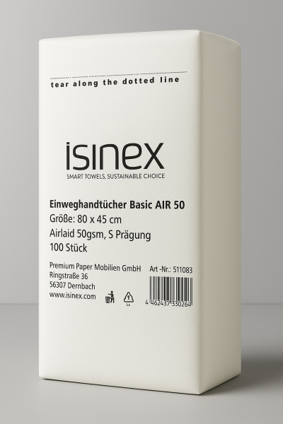 ISINEX Einweghandtücher Basic AIR 50, 80x45cm mit doppel S Prägung 6 x 100 Stück