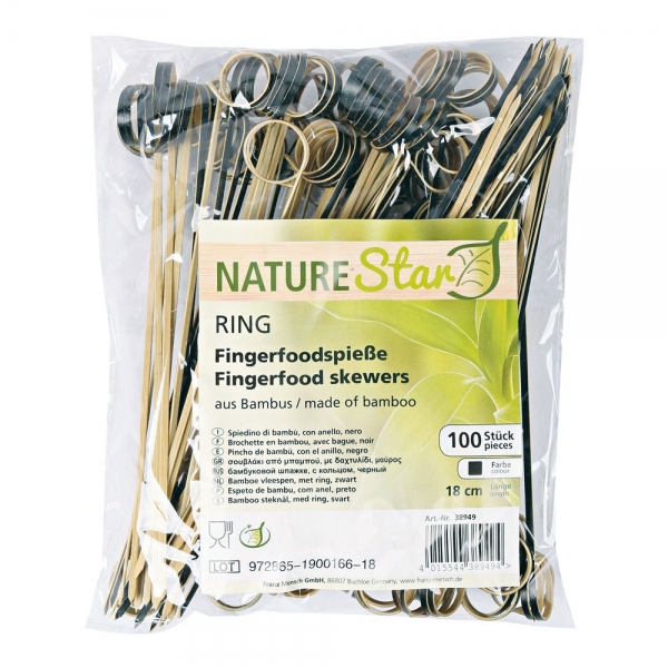 Fingerfood Spieße Ring aus Bambus - nachhaltiger Snackspieß, 10x100 Stück