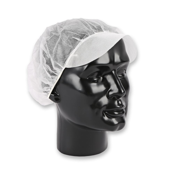 Baretthauben Strong mit Schirm – PP Hygienische Einweghauben Ø 50 cm Weiß | Extra stark, 10x50 Stück