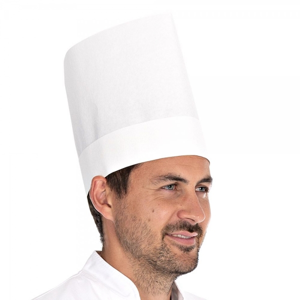 Verstellbare Einweg Kochmütze Variable aus Spezial-Krepp-Papier, offenliegend, 22 cm, weiß, 300 Stüc