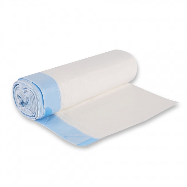 Müllbeutel mit Zugband, 30 l, weiß | HDPE, Rolle 36 x 25 Stück