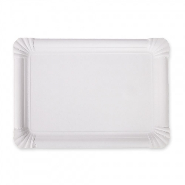 NatureStar Pappteller rechteckig, 10×16 cm, weiß – 100% Frischfaser, lebensmittelecht, stabil