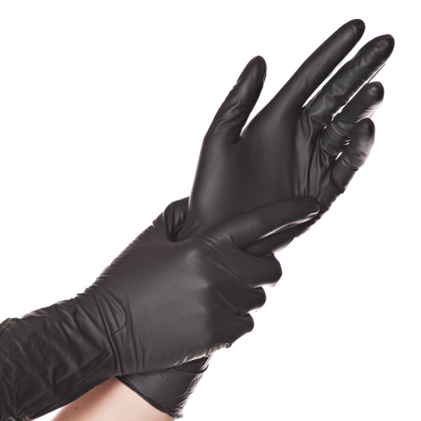 Franz Mensch Hygonorm Nitrilhandschuhe Safe Long Light Schwarz 30 cm puderfrei, 10x100 Stück