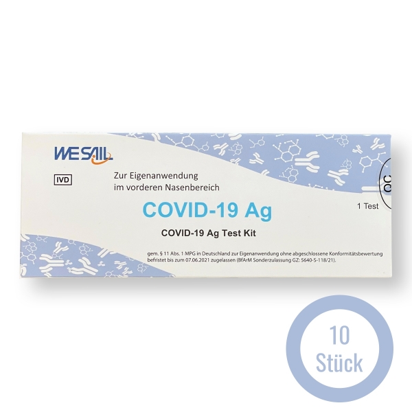 10er Set WESAIL COVID-19 Antigen Schnelltest - Kit/ Nasenabstrich/ Laientest