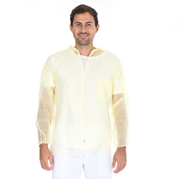Hygonorm Jacke aus PP-Vlies, Einwegjacke mit Reißverschluss, Stehkragen, 50x1 Stück