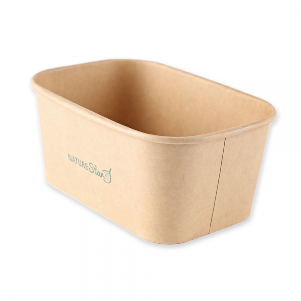 Bio Schalen Takeaway Kraftpapier/PE FSC®‑Mix, Nachhaltige Take‑Away Schale, 17,2 x 12 cm, 6x50 Stück