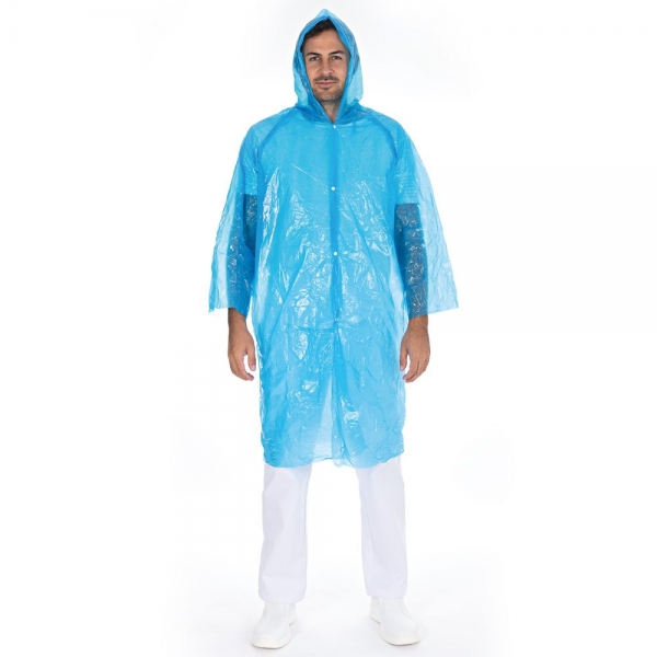 Besucherkittel blau mit Kapuze aus PE-Folie HYGONORM - VE 500 Stück