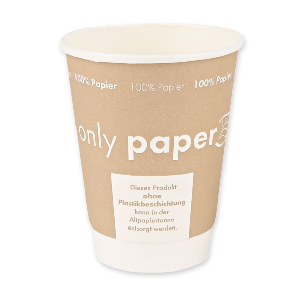 Bio Kaffeebecher Only Paper doppelwandig, Pappe, FSC®-Mix, vollständig recycelbar, 20x25 Stück