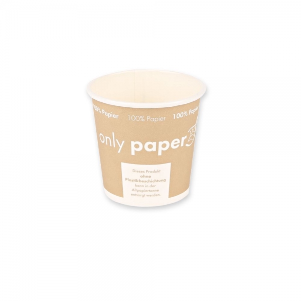 Bio Kaffeebecher Only Paper aus Pappe – nachhaltiger, plastikfreier Einwegbecher, 20x50 Stück