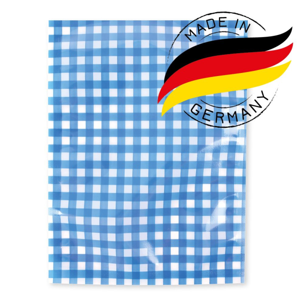 Vakuumbeutel mit Siegelrand PA/PE – transparent mit Karomuster, lebensmittelecht & reißfest, 1000 St