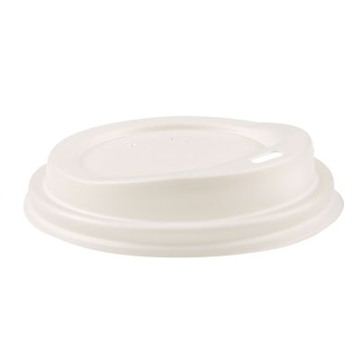 Bio-Deckel mit Trinköffnung CPLA – kompostierbarer, weißer Einweg-Becherdeckel, 1x1000 Stück