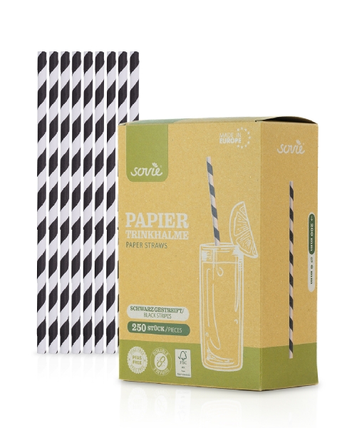 Trinkhalm aus Papier FSC®, Ø 6 mm / 20 cm, 250 Stück in Pappkarton