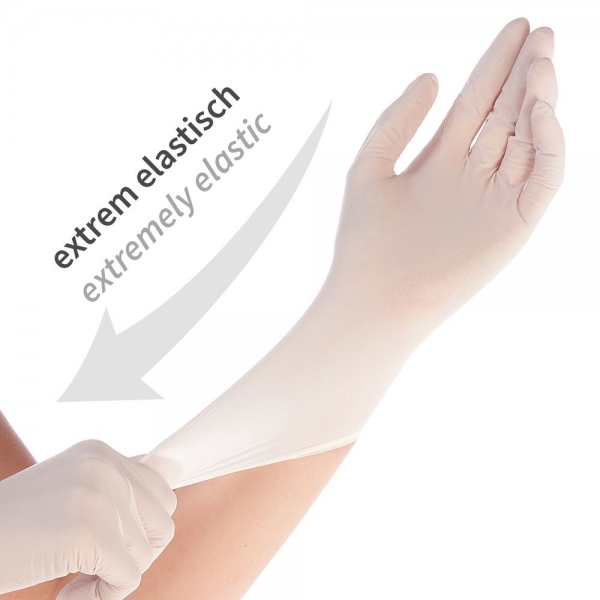 Nitril-Handschuhe weiß akzeleratorfrei SAFE SUPER STRETCH von HYGOSTAR - VE 1000 Stck.