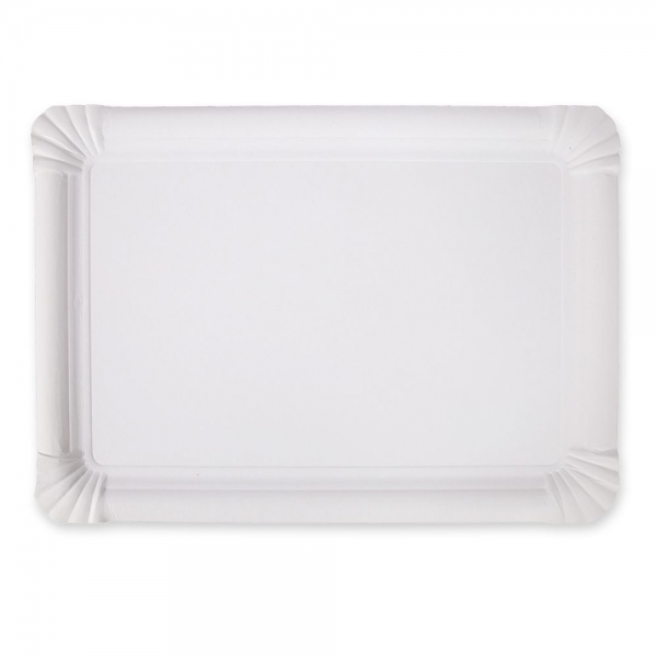 NatureStar Pappteller rechteckig, 10×16 cm, weiß – 100% Frischfaser, lebensmittelecht, stabil