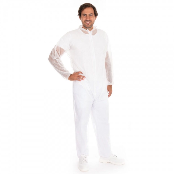 Overalls Eco | Leichter PP-Vlies Einwegschutzoverall weiß 20x5 Stück
