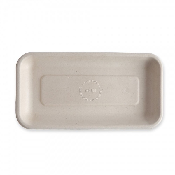 Bio Foodtrays rechteckig aus Zuckerrohr – nachhaltige kompostierbare Einwegschalen, 4x125 Stück