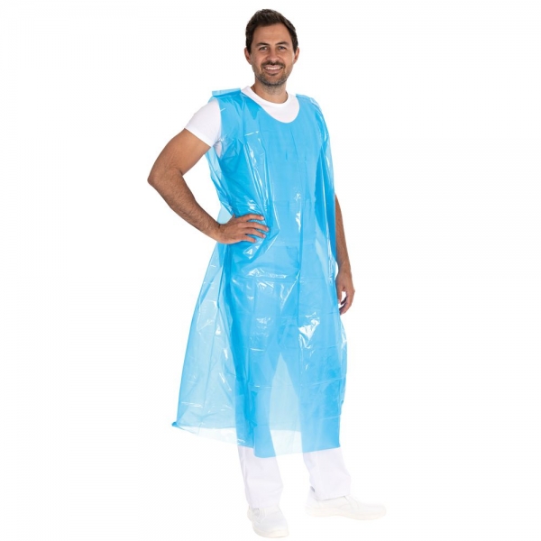 Einwegschürze blau, LDPE, 30 my von HYGOSTAR - VE 250 Stück
