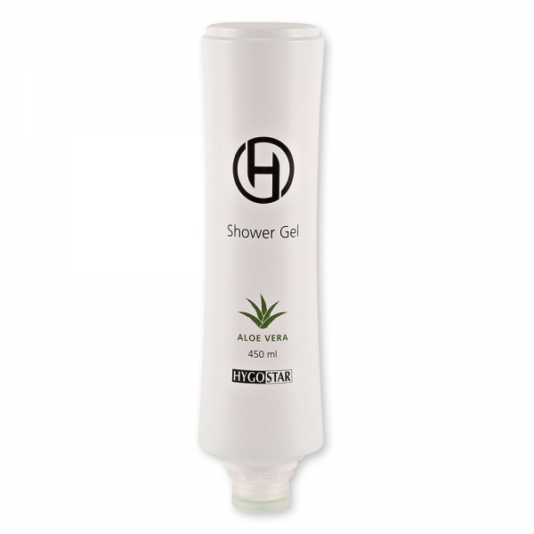Mildes Shower Gel in 450 ml Squeeze-Flasche mit Aloe Vera Duft – sparsam und hygienisch, 2x10 Stück