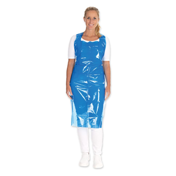 Einwegschürzen Eco 90 my aus LDPE Blau – Wasserabweisende PE-Einwegschürze, 10x25 Stück