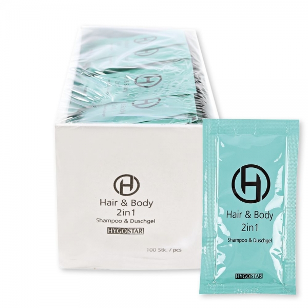 Mildes Hair & Body 2in1 Shampoo und Duschgel, 12 ml Sachet, 10x100 Stück