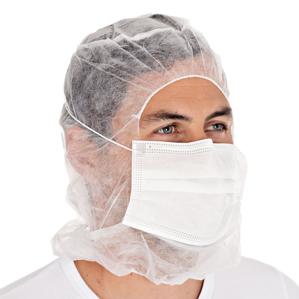 Astrohauben mit 3-lagigem medizinischem Mundschutz – PP hygienische Einweghauben, 10x100 Stück