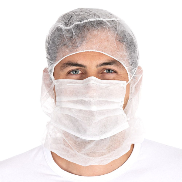 Astrohauben Eco mit 2-lagiger Mund-Nasen-Maske aus PP, Weiß, XXL