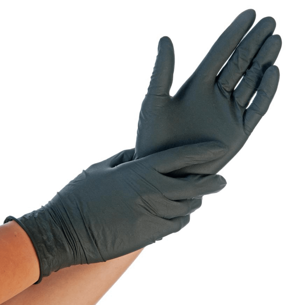 50x Nitril Einweghandschuhe Black M - Extra Stark, Latexfrei Mit Grip Von MERCATOR