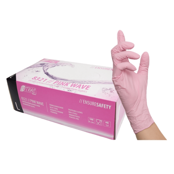 Nitril Handschuhe pink puderfrei PINK WAVE von NITRAS - VE 1000 Stück