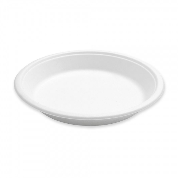 Bio Teller Bordofino rund aus Zuckerrohr – Nachhaltig, hitzebeständig und kompostierbar, 20x50 Stück