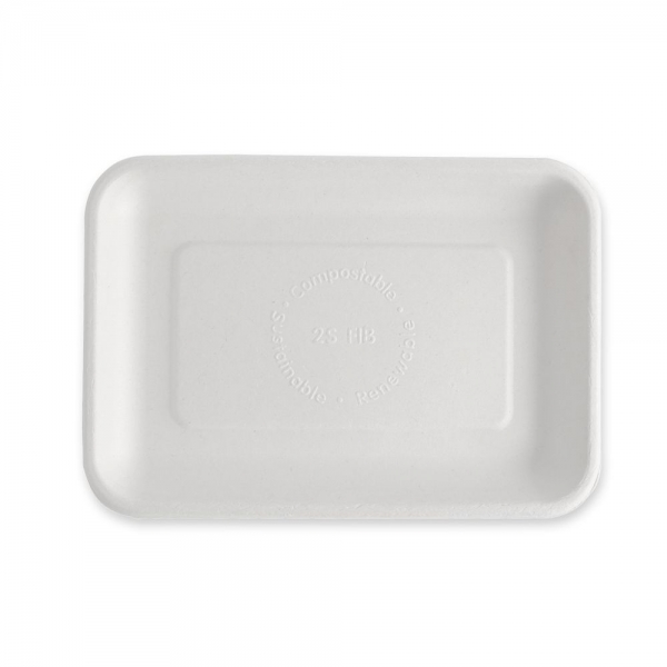 Bio Foodtrays rechteckig aus Zuckerrohr – nachhaltige kompostierbare Einwegschalen, 4x125 Stück