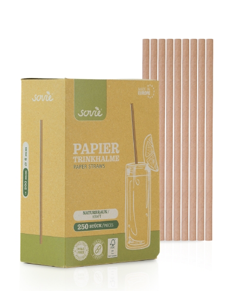 Trinkhalm aus Papier FSC®, Ø 6 mm / 20 cm, 250 Stück in Pappkarton