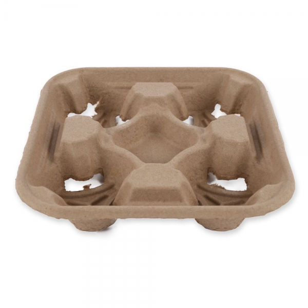 Bio Becherhalter Quattro aus Recyclingpapier – 4er Coffee-to-go Becherhalter, 4x75 Stück