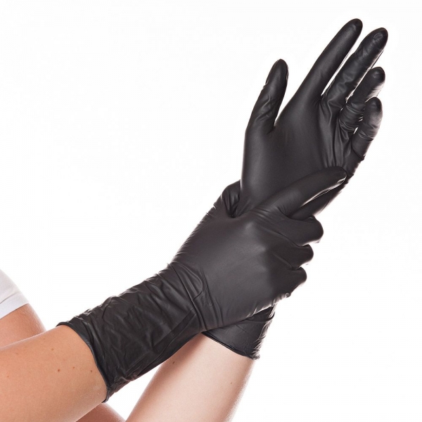 Nitril-Handschuhe schwarz 30 cm SAFE LONG von HYGOSTAR - VE 10x100 Stück