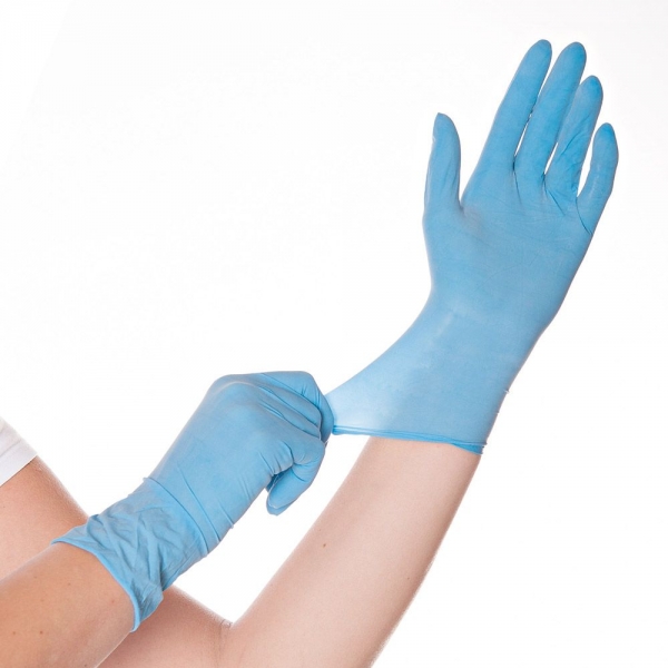 Latex-Handschuhe gepudert blau SKIN von HYGOSTAR - VE 1000 Stück