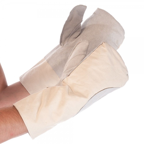 Ofenhandschuh Leder & Canvas, Hochwertiger Hitzeschutzhandschuh, lebensmittelecht, robust 36x1 Stück