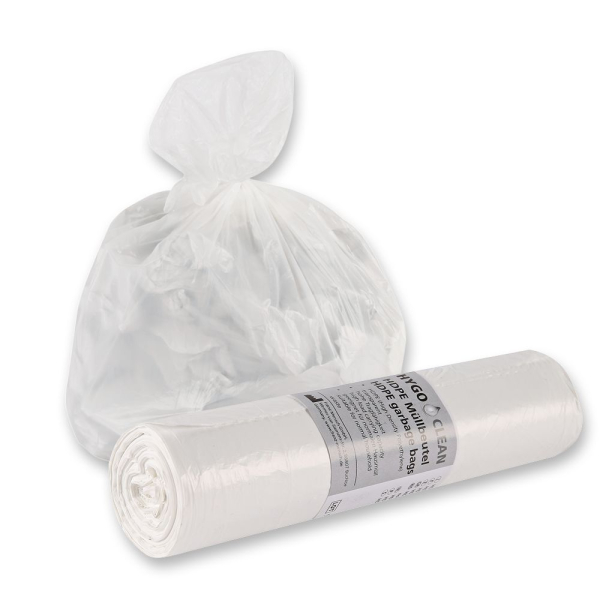 Müllbeutel Light 60 l aus HDPE auf Rolle – 10 my, 500 x 600 mm, transparent, 30x20 Stück