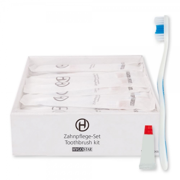 Zahnpflege-Set 2-teilig weiß von HYGOSTAR - VE 500 Stück