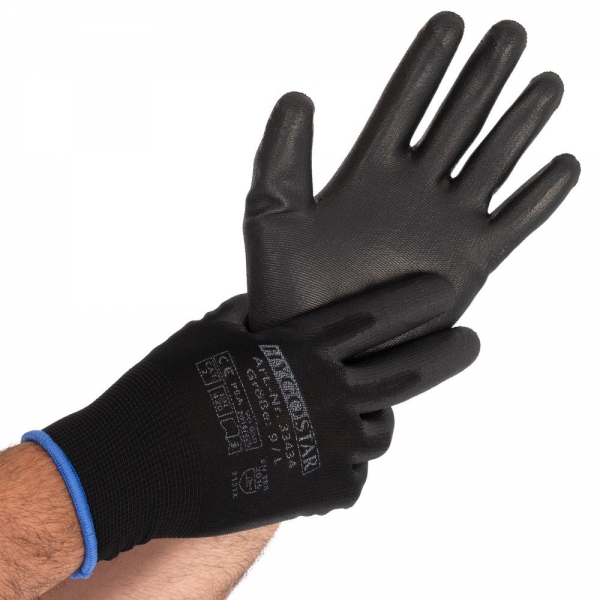 Feinstrickhandschuhe Black Ace Touch, PU-Beschichtung, Touchscreen-fähig 10x12 Paar