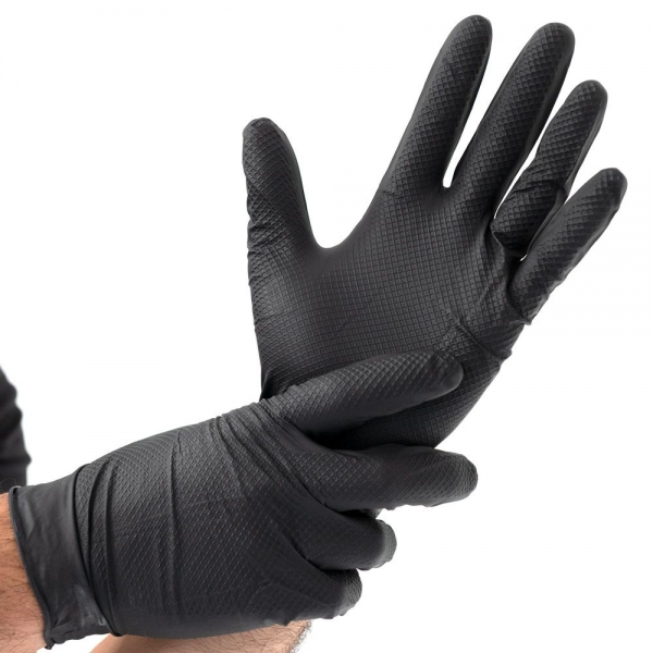 HYGOSTAR Nitril-Handschuhe mit Grip schwarz POWER GRIP - VE 500 Stück